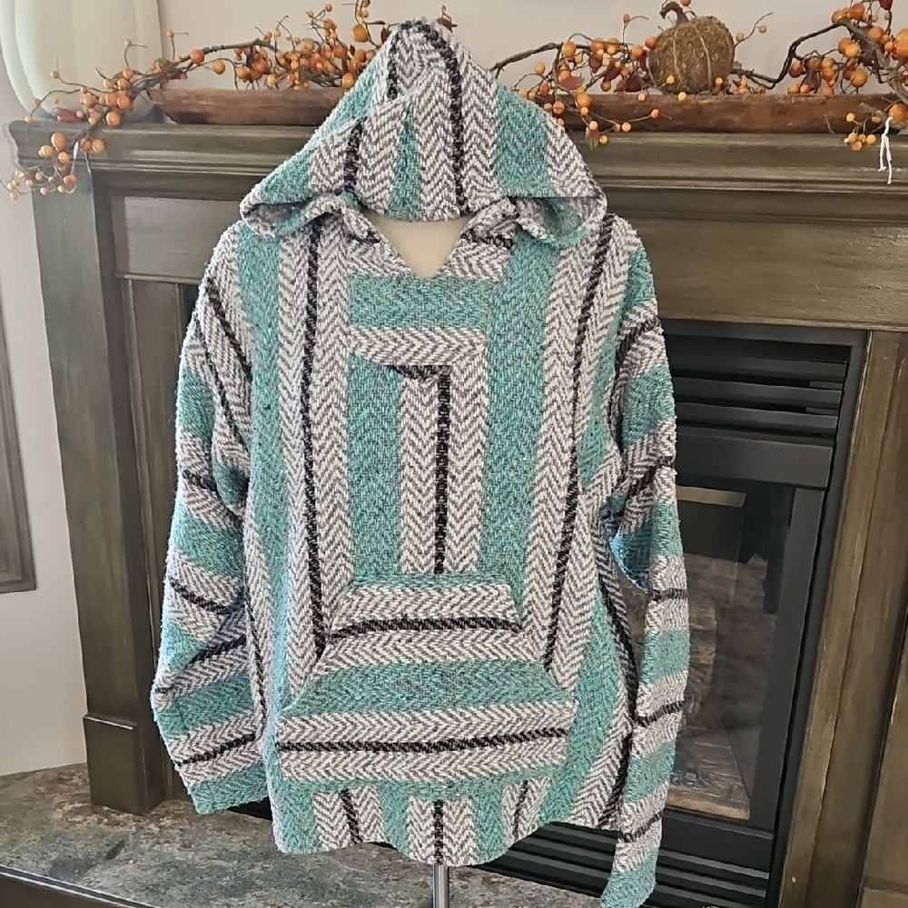 Men's Baja Joe Pullover- Teal and Gray
